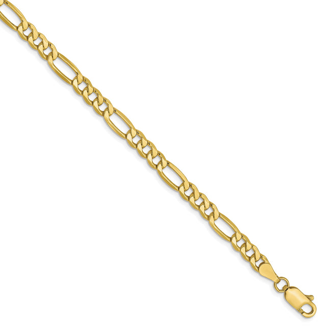 10K Yellow Gold 4.75 mm Figaro Chain Bracelet, Polished