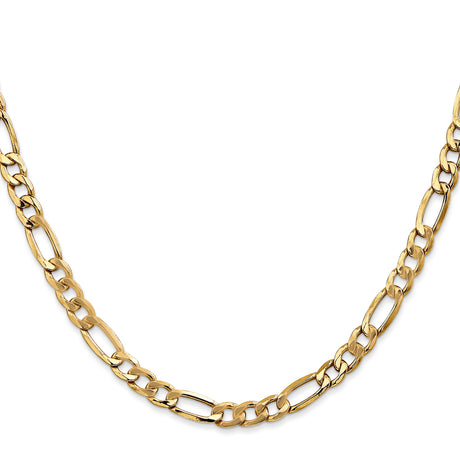 10K Yellow Gold 5.35 mm Figaro Chain Necklace, Polished