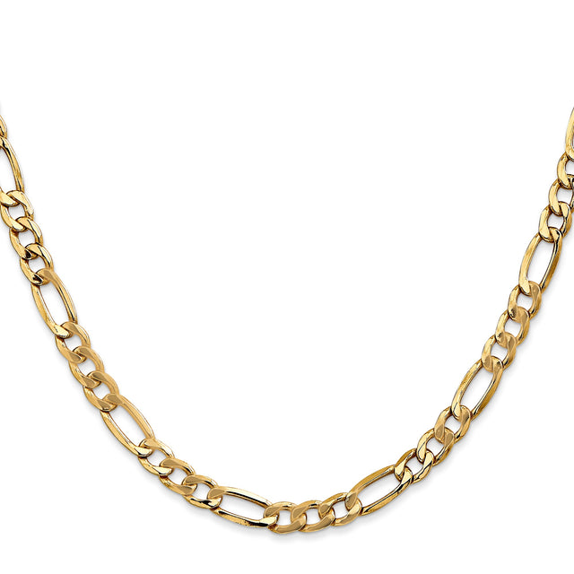 10K Yellow Gold 5.35 mm Figaro Chain Necklace, Polished