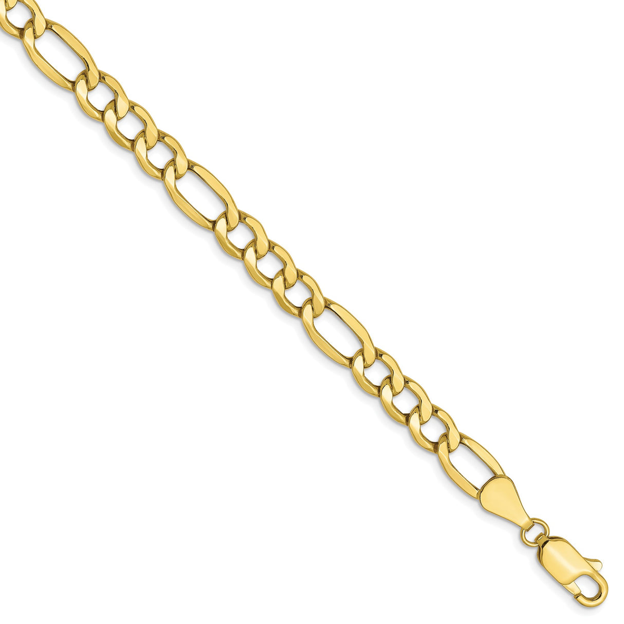 10K Yellow Gold 5.35 mm Figaro Chain Bracelet, Polished