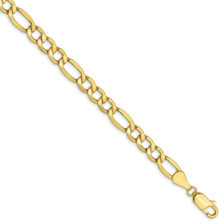 10K Yellow Gold 5.35 mm Figaro Chain Bracelet, Polished