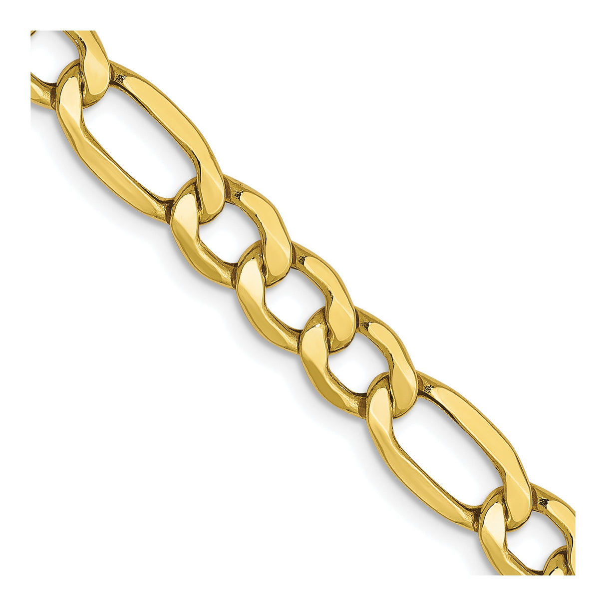 10K Yellow Gold 5.35 mm Figaro Chain Necklace, Polished detail view