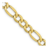 10K Yellow Gold 5.35 mm Figaro Chain Necklace, Polished detail view