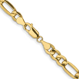 10K Yellow Gold 6.6 mm Figaro Chain Necklace, Polished alternate angle
