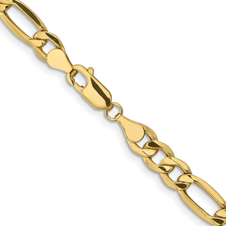10K Yellow Gold 6.6 mm Figaro Chain Necklace, Polished alternate angle