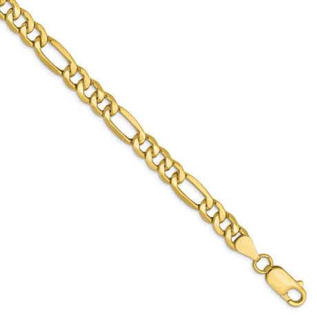 10K Yellow Gold 6.6 mm Figaro Chain Bracelet, Polished