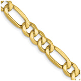 10K Yellow Gold 6.6 mm Figaro Chain Necklace, Polished detail view