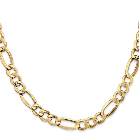 10K Yellow Gold 7.3 mm Figaro Chain Necklace, Polished