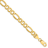 10K Yellow Gold 7.3 mm Figaro Chain Bracelet, Polished