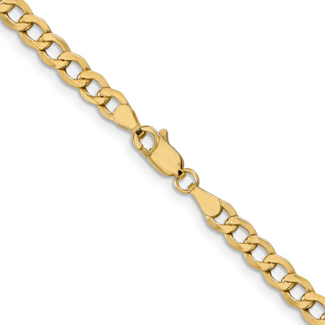 10K Yellow Gold 4.3 mm Curb Chain Necklace, Polished alternate angle