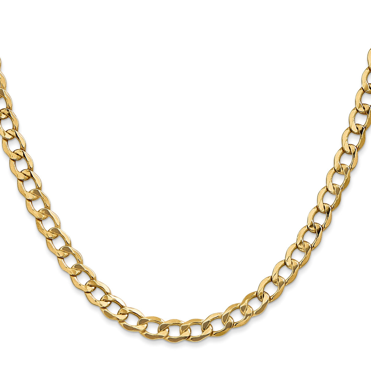 10K Yellow Gold 5.25 mm Curb Chain Necklace, Polished