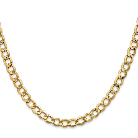10K Yellow Gold 5.25 mm Curb Chain Necklace, Polished