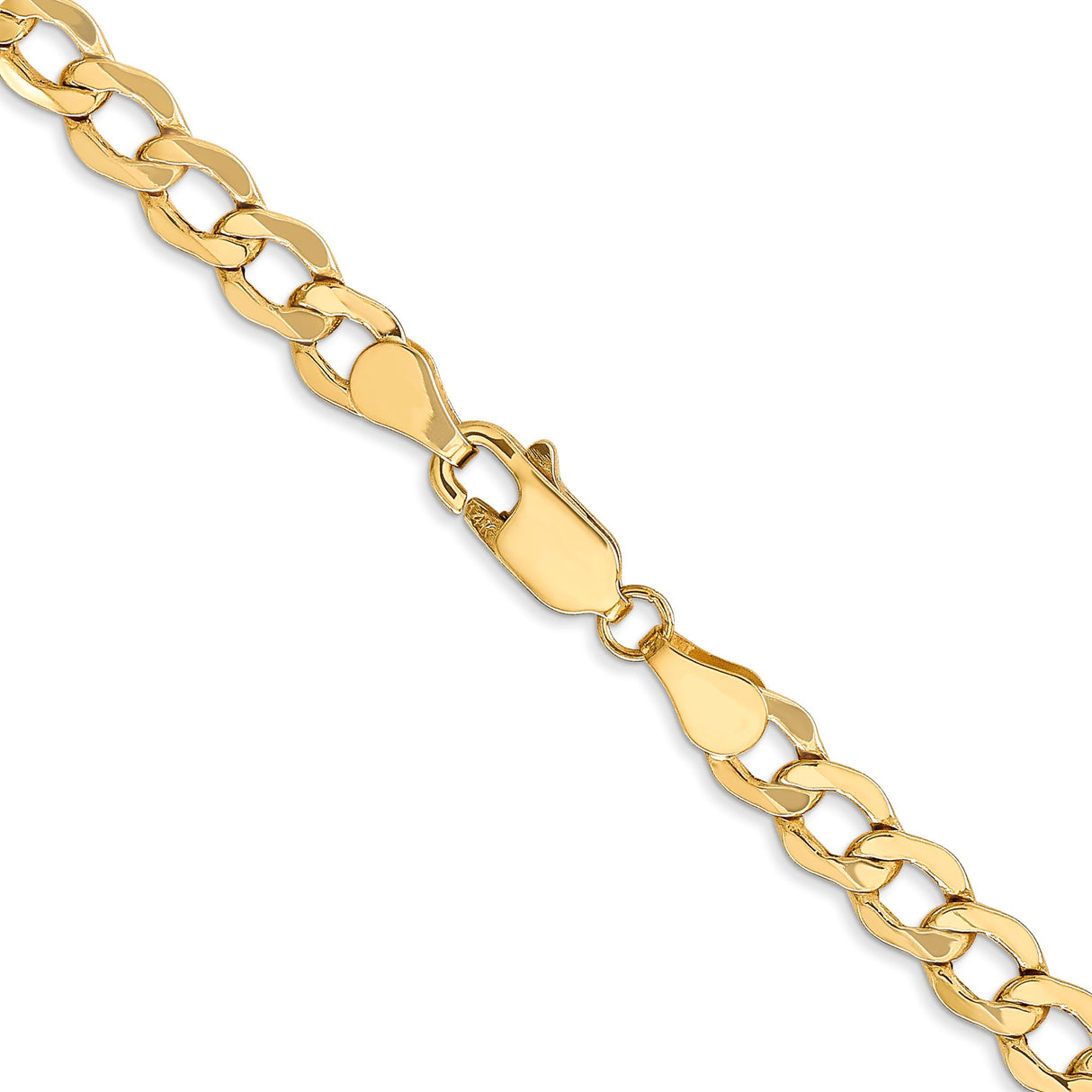 10K Yellow Gold 5.25 mm Curb Chain Necklace, Polished alternate angle