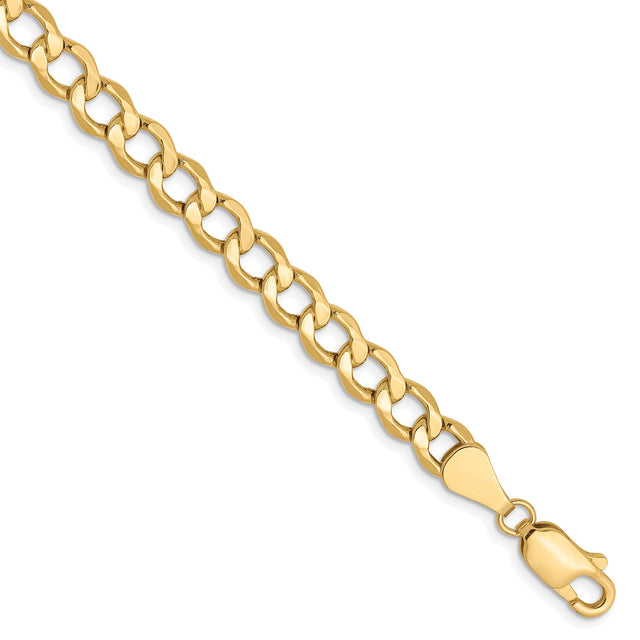 10K Yellow Gold 5.25 mm Curb Chain Bracelet, Polished