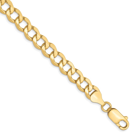 10K Yellow Gold 6.5 mm Curb Chain Bracelet, Polished