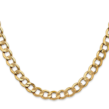 10K Yellow Gold 7 mm Curb Chain Necklace, Polished