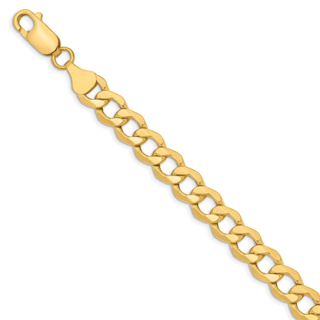 10K Yellow Gold 7 mm Curb Chain Anklet, Polished shown for scale