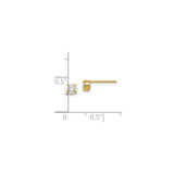 14k Yellow Gold Stud Earrings with Round Cut Cubic Zirconia in Four Prong Setting