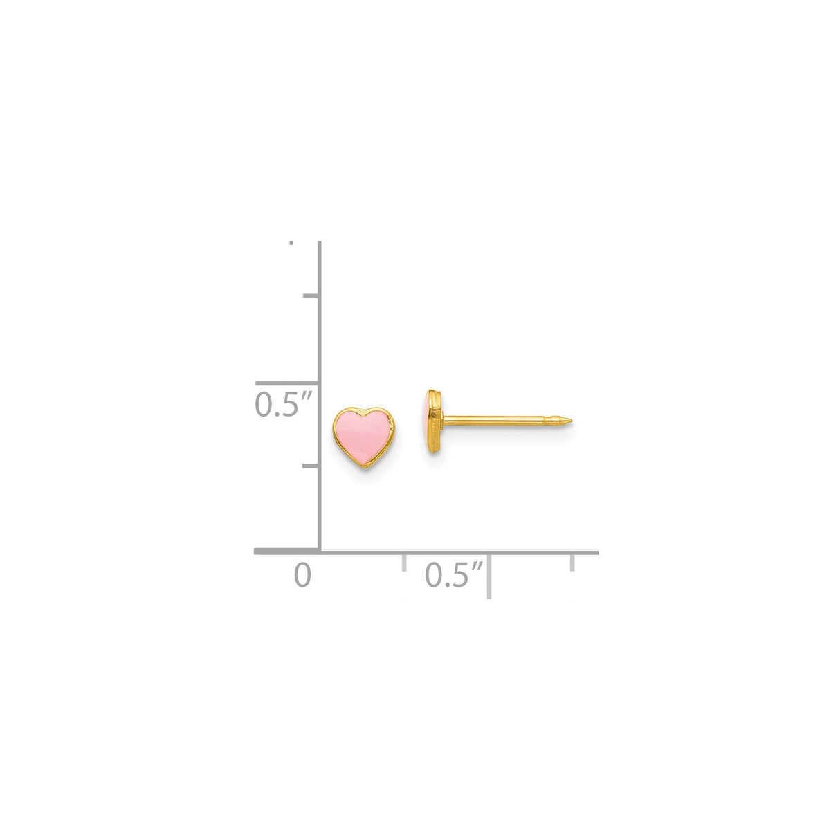 Stainless Steel Heart Stud Earrings with Pink Enamel, Gold Tone, Minimalist Design for Women and Girls