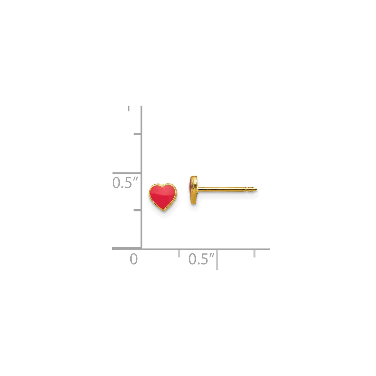 Stainless Steel Stud Earrings with Red Enamel Heart Design, Romantic Dainty Jewelry for Women