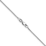 14K White Gold 1 mm Box Chain Necklace, Polished alternate angle