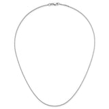 14K White Gold 1 mm Box Chain Necklace, Polished detail view