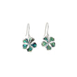 Sterling Silver Hibiscus Flower Dangle Earrings with Abalone Shell Inlay, Bohemian Beach Style