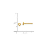 14k Yellow Gold Heart Stud Earrings with Pink Gemstone Center, Open Heart Design
