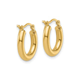 14k Yellow Gold Hoop Earrings, Classic Round Design with Hinged Latch, Polished Finish