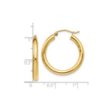14k Yellow Gold Hoop Earrings, Classic Round Polished Design with Latch Back Closure