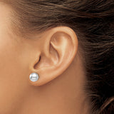 14k White Gold Ball Stud Earrings, High Polish Minimalist Round Design, Unisex Pierced Jewelry