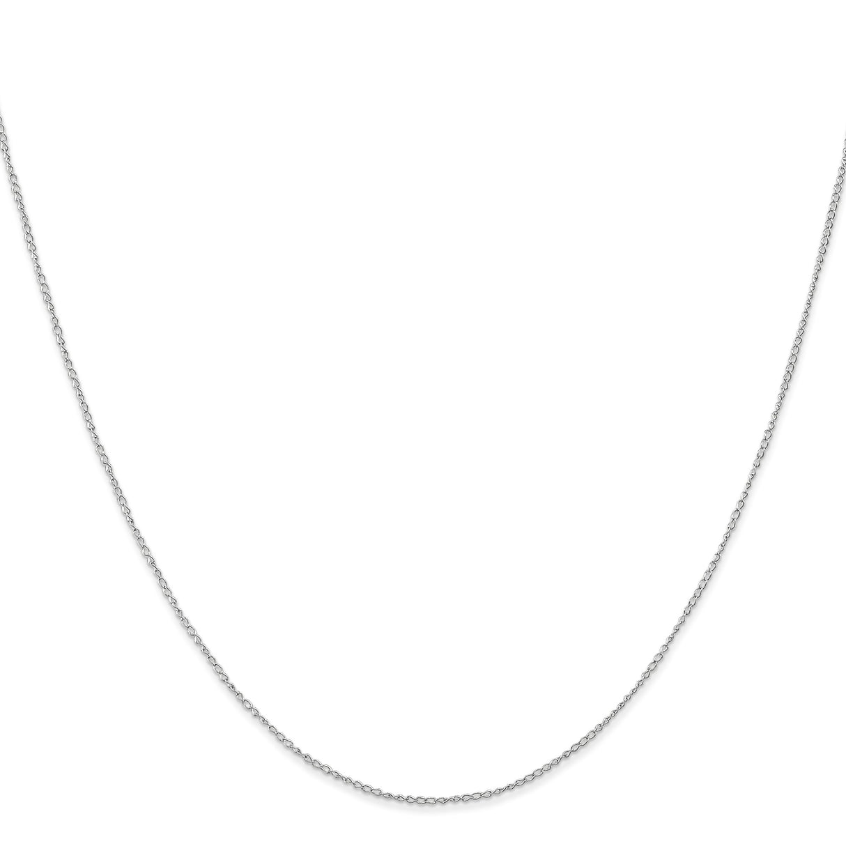 14K White Gold 0.5 mm Polished Chain Necklace, Solid