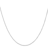 14K White Gold 0.5 mm Polished Chain Necklace, Solid
