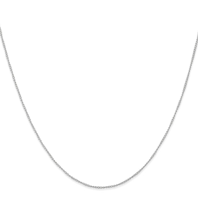 14K White Gold 0.5 mm Polished Chain Necklace, Solid