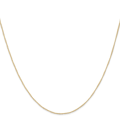 14K Yellow Gold 0.5 mm Polished Chain Necklace, Solid