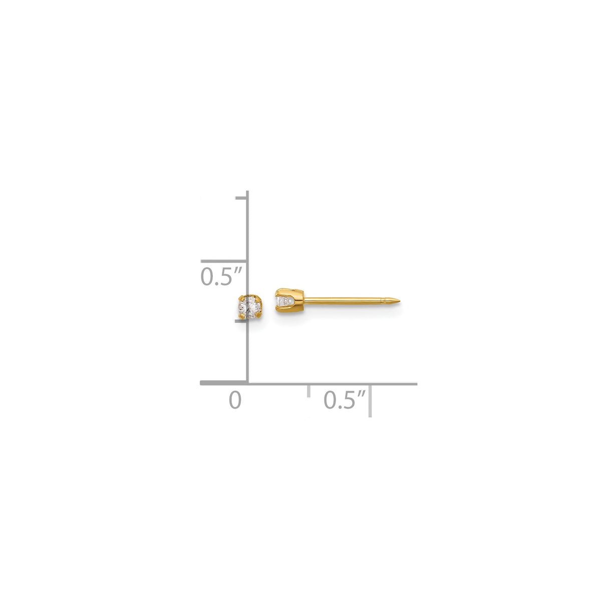 14k Yellow Gold Solitaire Diamond Stud Earrings, Classic Four-Prong Setting