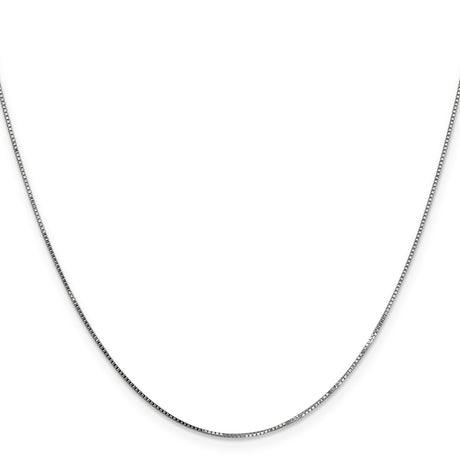 14K White Gold 0.8 mm Box Chain Necklace, Polished