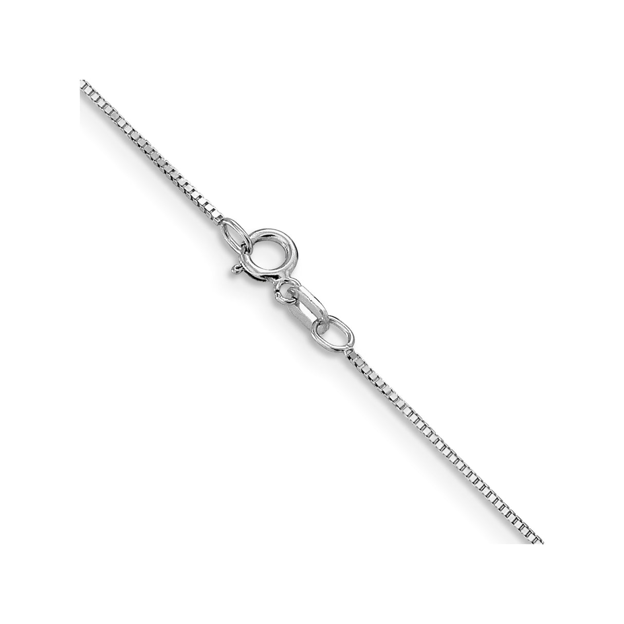 14K White Gold 0.8 mm Box Chain Necklace, Polished alternate angle