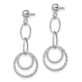 14k White Gold Dangle Drop Earrings with Interlocking Circles and Oval Links