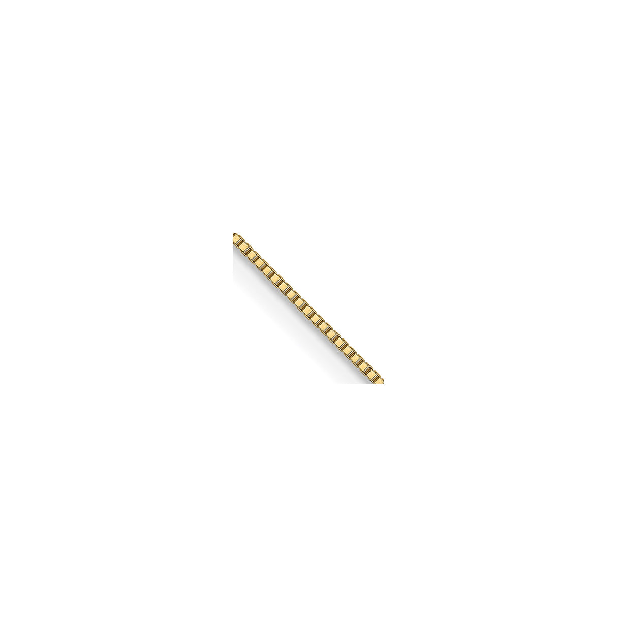 14K Yellow Gold 0.5 mm Box Chain Necklace, Polished detail view