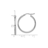 14k White Gold Hoop Earrings, Polished Minimalist Design with Latch Back Closure for Women