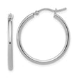 14k White Gold Hoop Earrings, Polished Minimalist Design with Latch Back Closure for Women