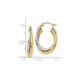 14k Two-Tone Gold Hoop Earrings with Interwoven Yellow and White Gold Design