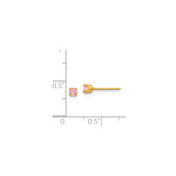 14k Yellow Gold Stud Earrings with Round Pink Gemstone, Classic Minimalist Design