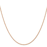 14K Rose Gold 1.15 mm Polished Chain Necklace, Solid