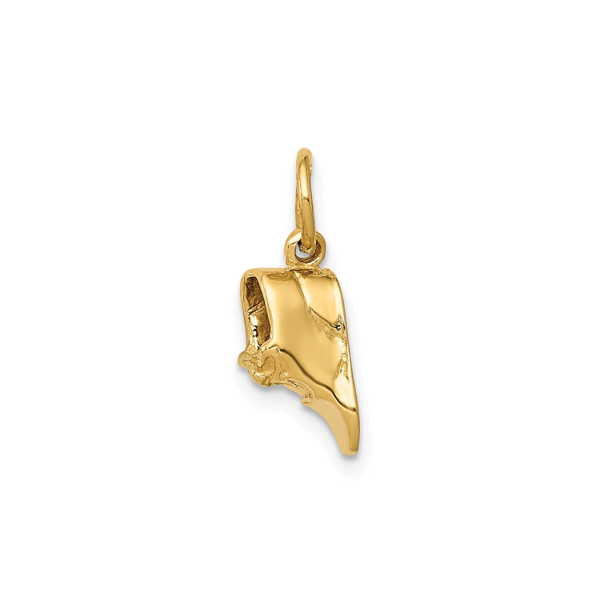 14k Yellow Gold Baby Shoe Charm Pendant, Detailed Slipper Design, Keepsake for Women or Unisex Wear