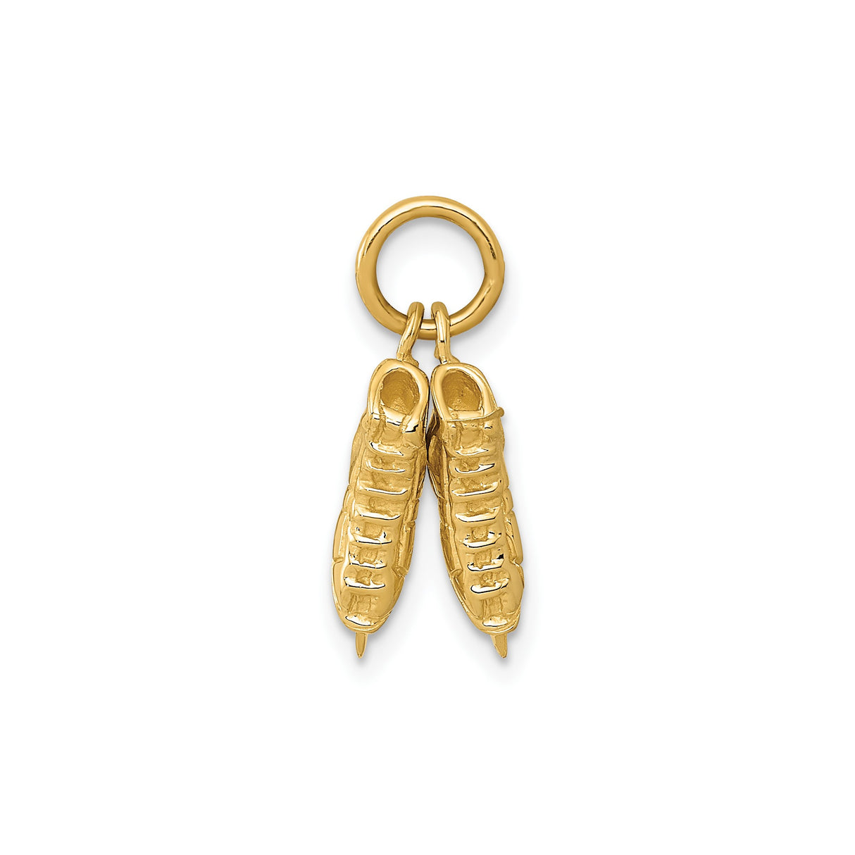 14k Yellow Gold Ice Skate Charm Pendant, 3D Skates Jewelry for Women or Unisex Wear