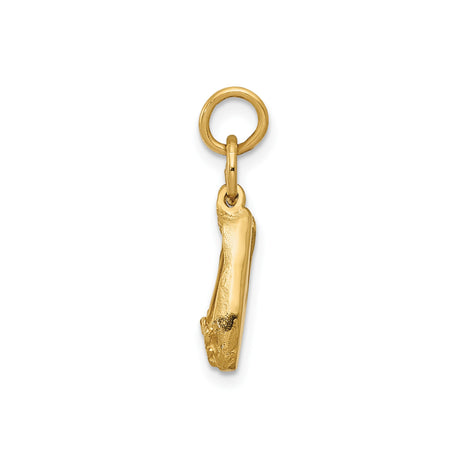 14k Yellow Gold Ballet Slipper Pendant Charm with Detailed Two Ballet Shoes Design