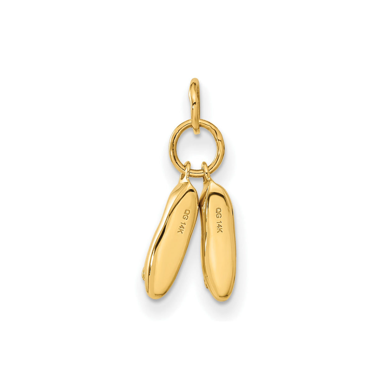 14k Yellow Gold Ballet Slipper Pendant Charm with Detailed Two Ballet Shoes Design