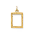14k Yellow Gold Rectangular Photo Pendant with Floral Frame, Memory Keepsake Charm for Women